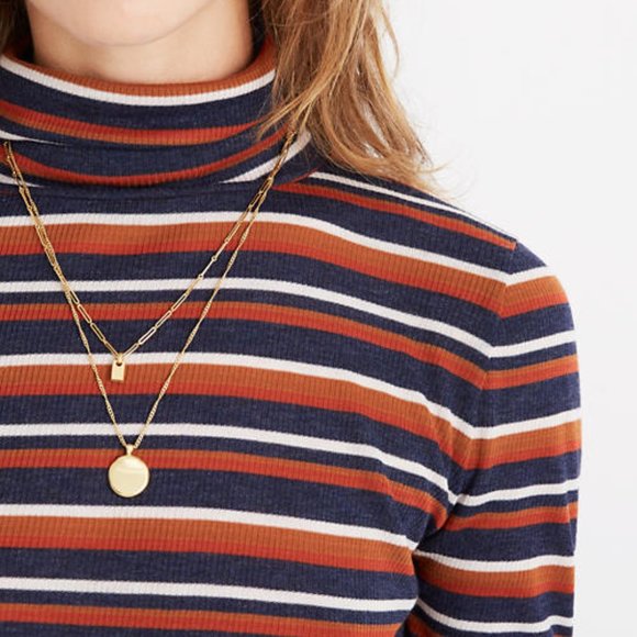 Madewell Striped Long Sleeve Tee - Navy, Red, White - Picture 2 of 7